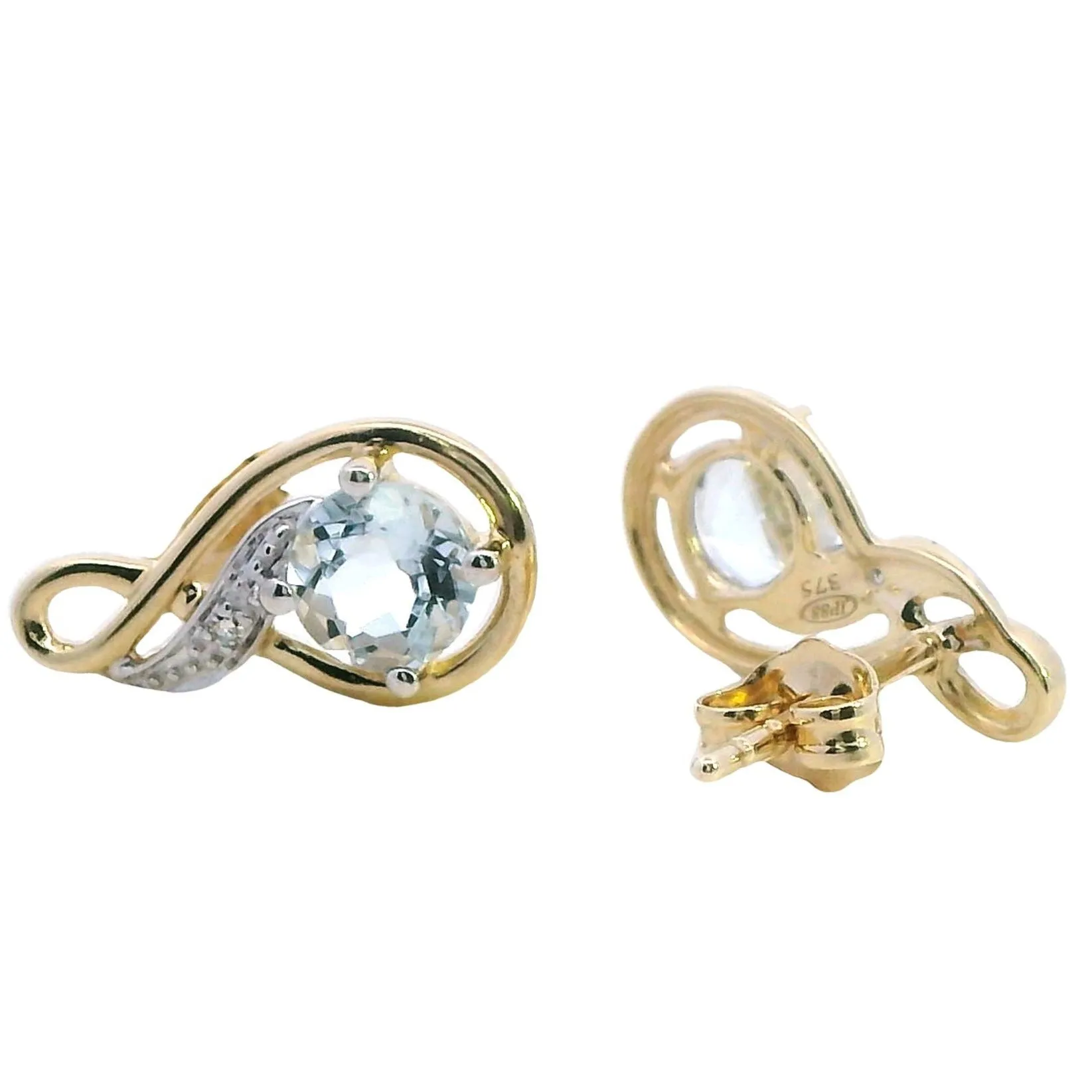 Stunning 9ct Yellow Gold Aquamarine & Diamond Earrings - A Splash of Sea and Sparkle