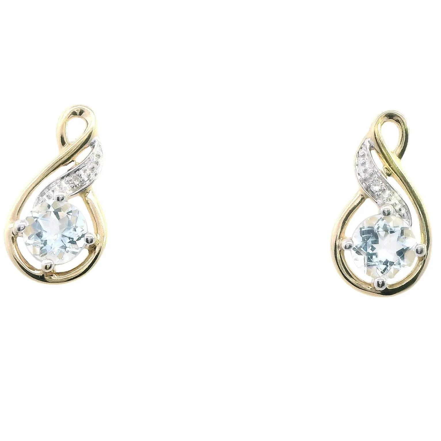 Stunning 9ct Yellow Gold Aquamarine & Diamond Earrings - A Splash of Sea and Sparkle