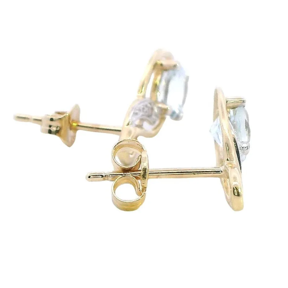 Stunning 9ct Yellow Gold Aquamarine & Diamond Earrings - A Splash of Sea and Sparkle