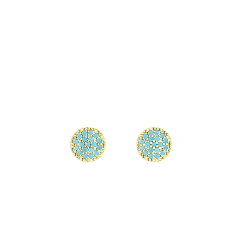 Stunning S925 Sterling Silver Turquoise Round Earrings for Women