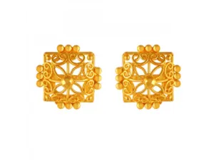 Stunning Square Shape 22k Gold Earrings With Minute Details