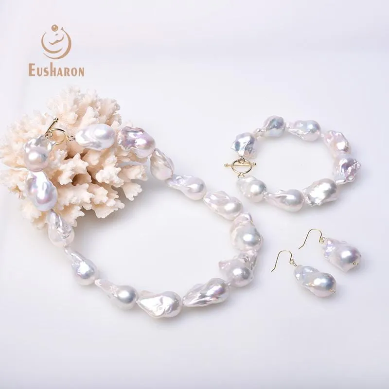 Stunning White Baroque Pearl Jewelry Set