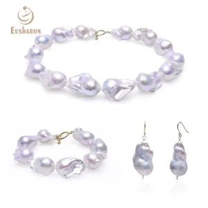 Stunning White Baroque Pearl Jewelry Set