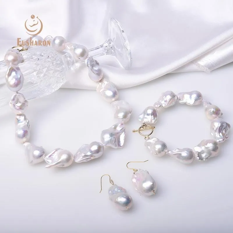 Stunning White Baroque Pearl Jewelry Set