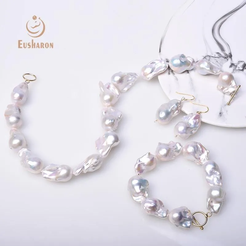 Stunning White Baroque Pearl Jewelry Set