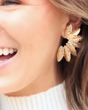 Textured Gold Wing Earrings