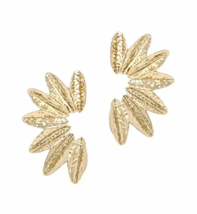 Textured Gold Wing Earrings