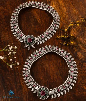 The Mridul Silver Bridal Gemstone Anklets