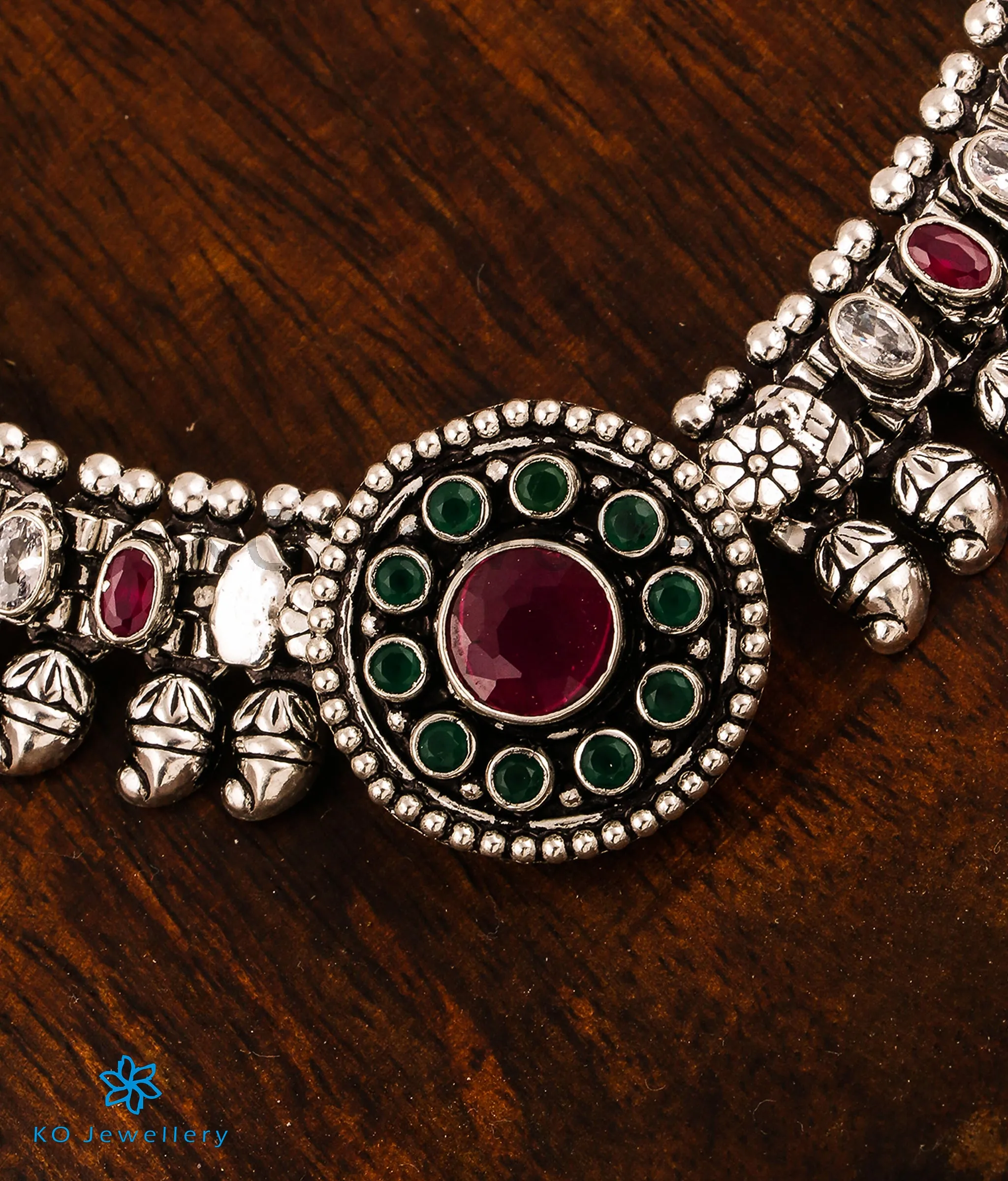 The Mridul Silver Bridal Gemstone Anklets