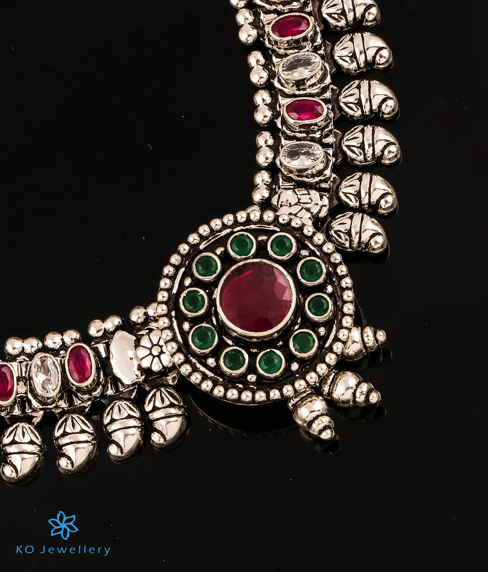 The Mridul Silver Bridal Gemstone Anklets