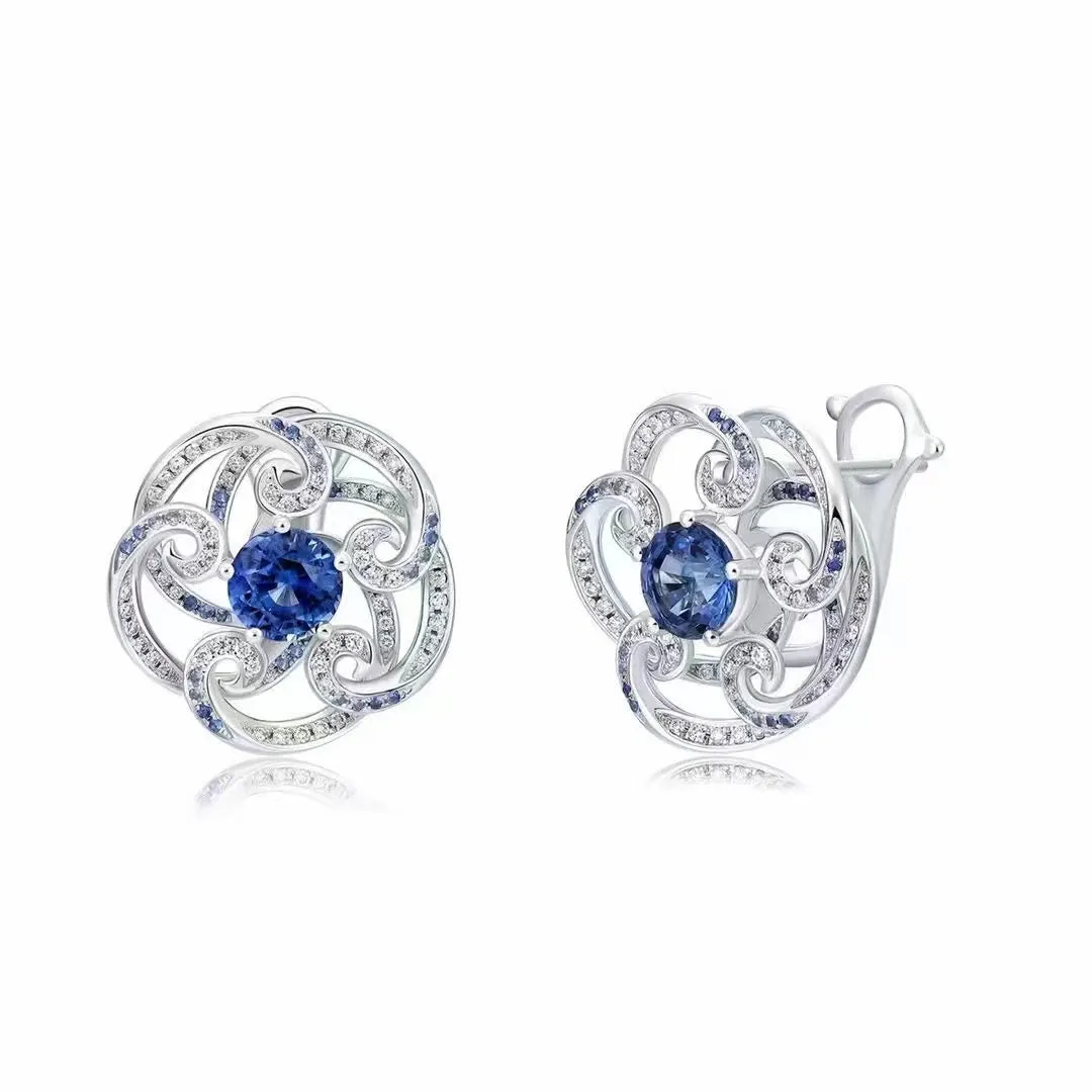 THIALH - DATURA • BLOSSOM - Sapphire and Diamond Regal Earrings