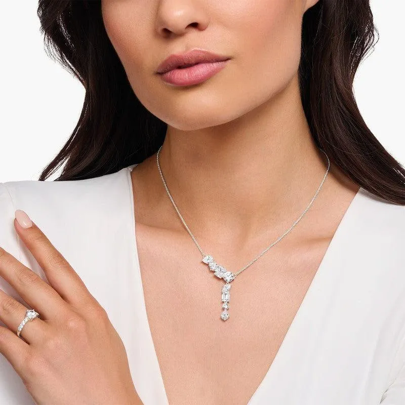 Thomas Sabo Silver necklace in Y-shape with Eight White Zirconia Stones