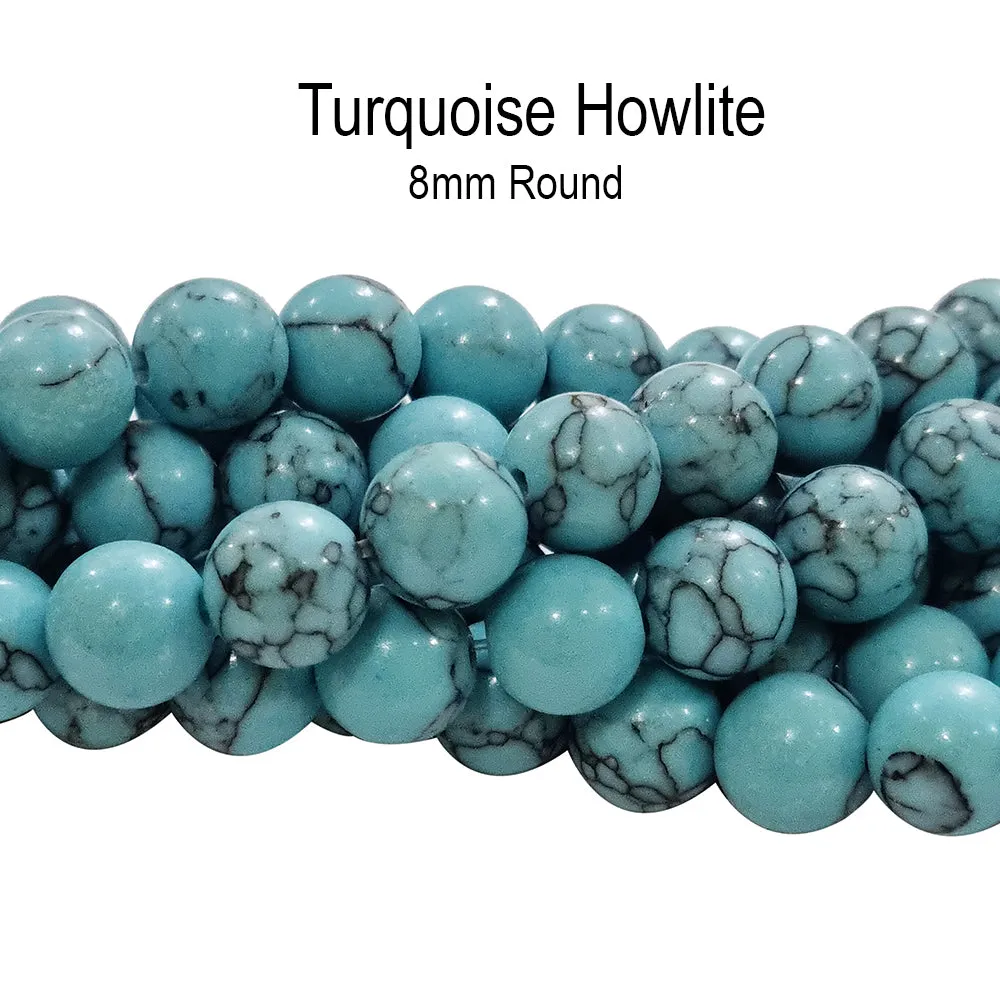 Turquoise Color Unbeatable Price Howlite Round Beads 8mm Size