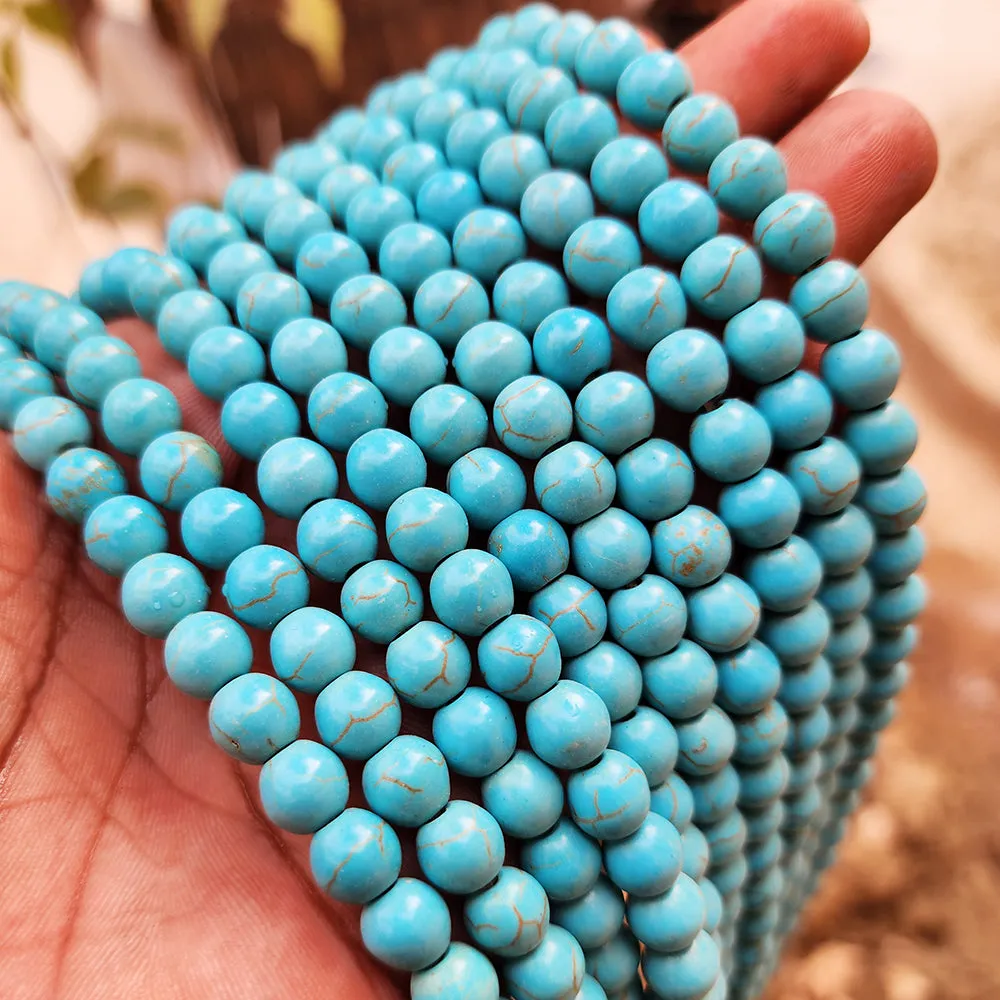 Turquoise Color Unbeatable Price Howlite Round Beads 8mm Size