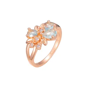 Ultra luxurious leaves cluster rings in Rose Gold, two tone plating colors