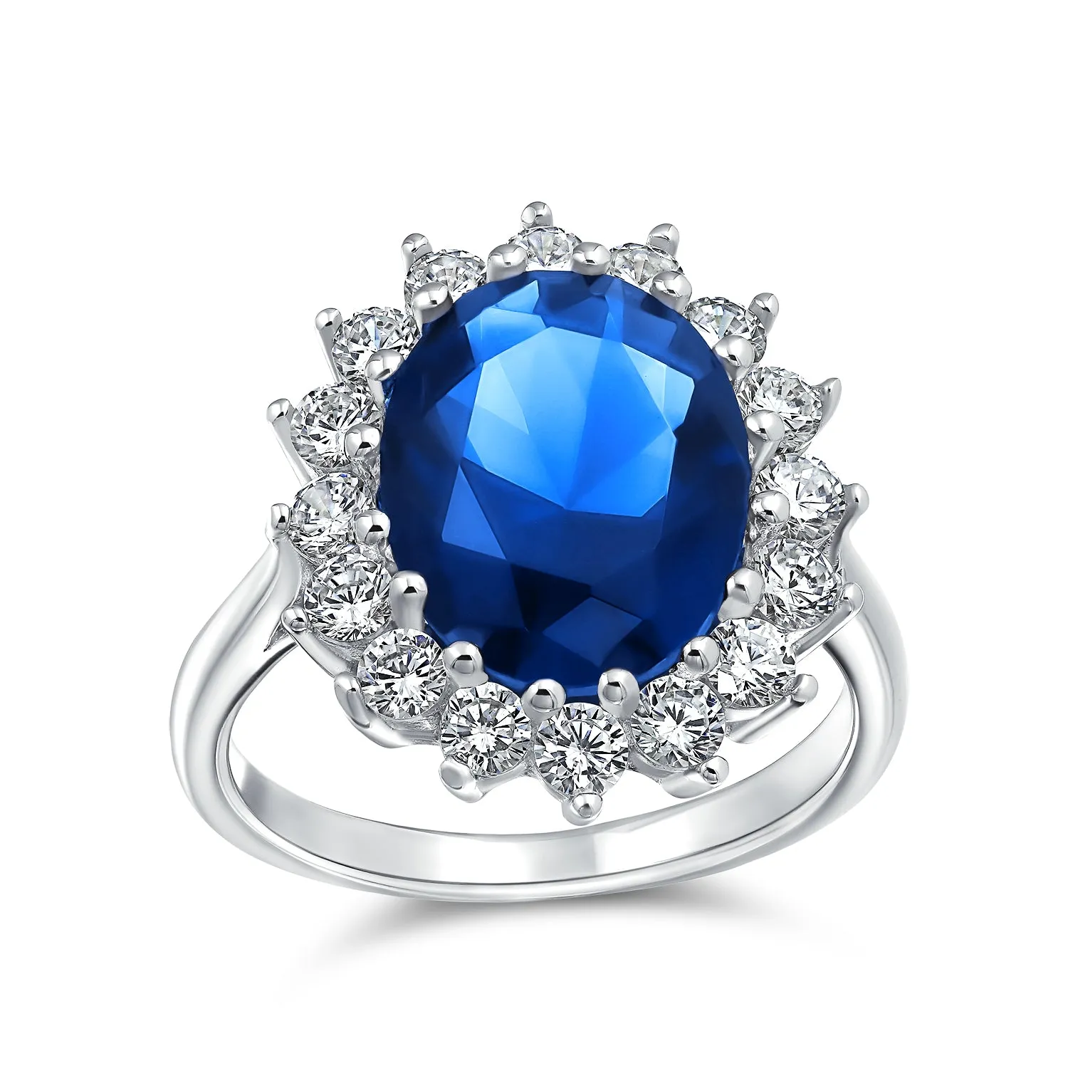 Vintage Style 4CT Royal Blue CZ Sapphire Halo Engagement Ring Sterling Silver