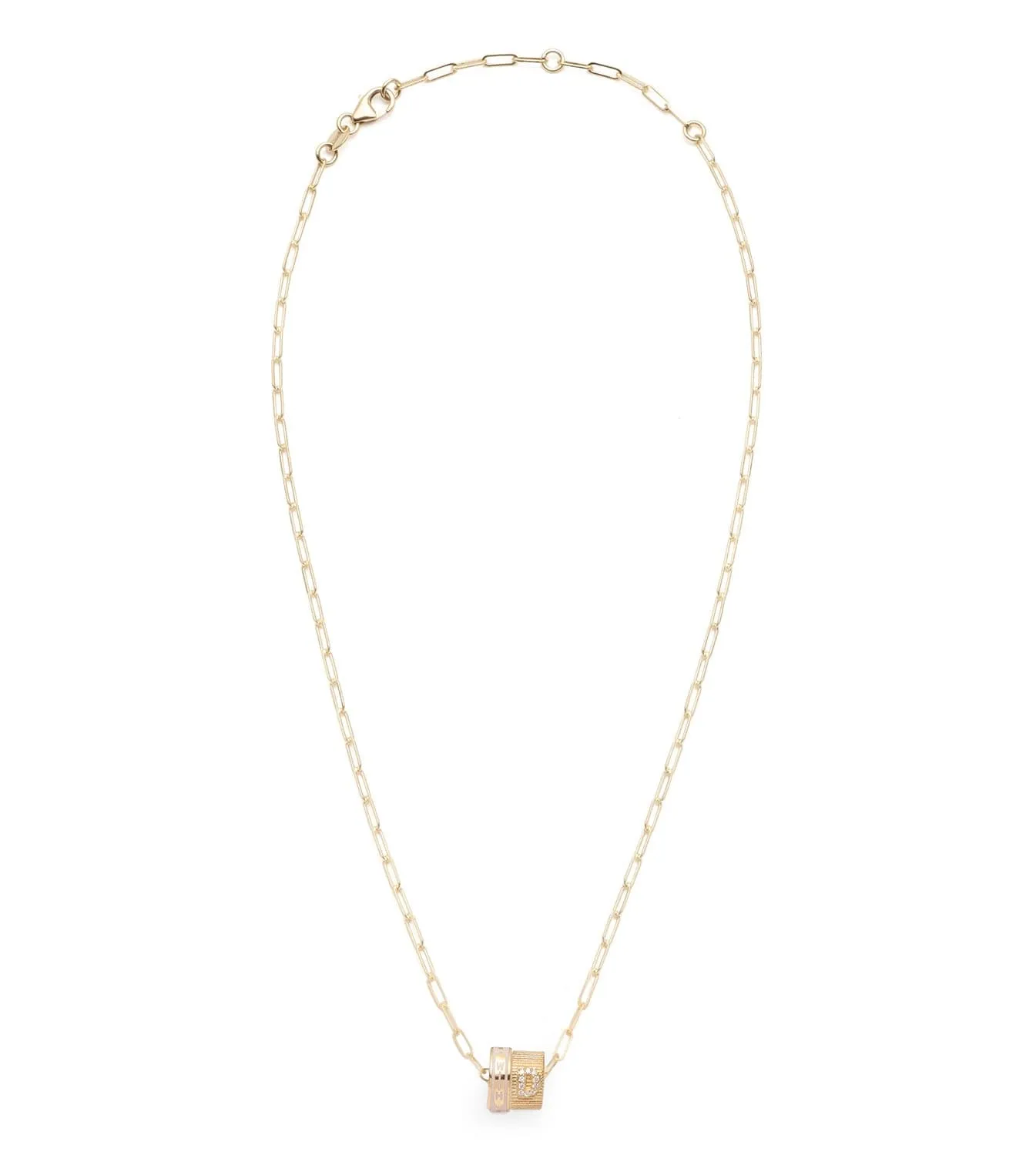 Vivacity & Pave Diamond Initial : Heart Beat Super Fine Clip Chain Necklace