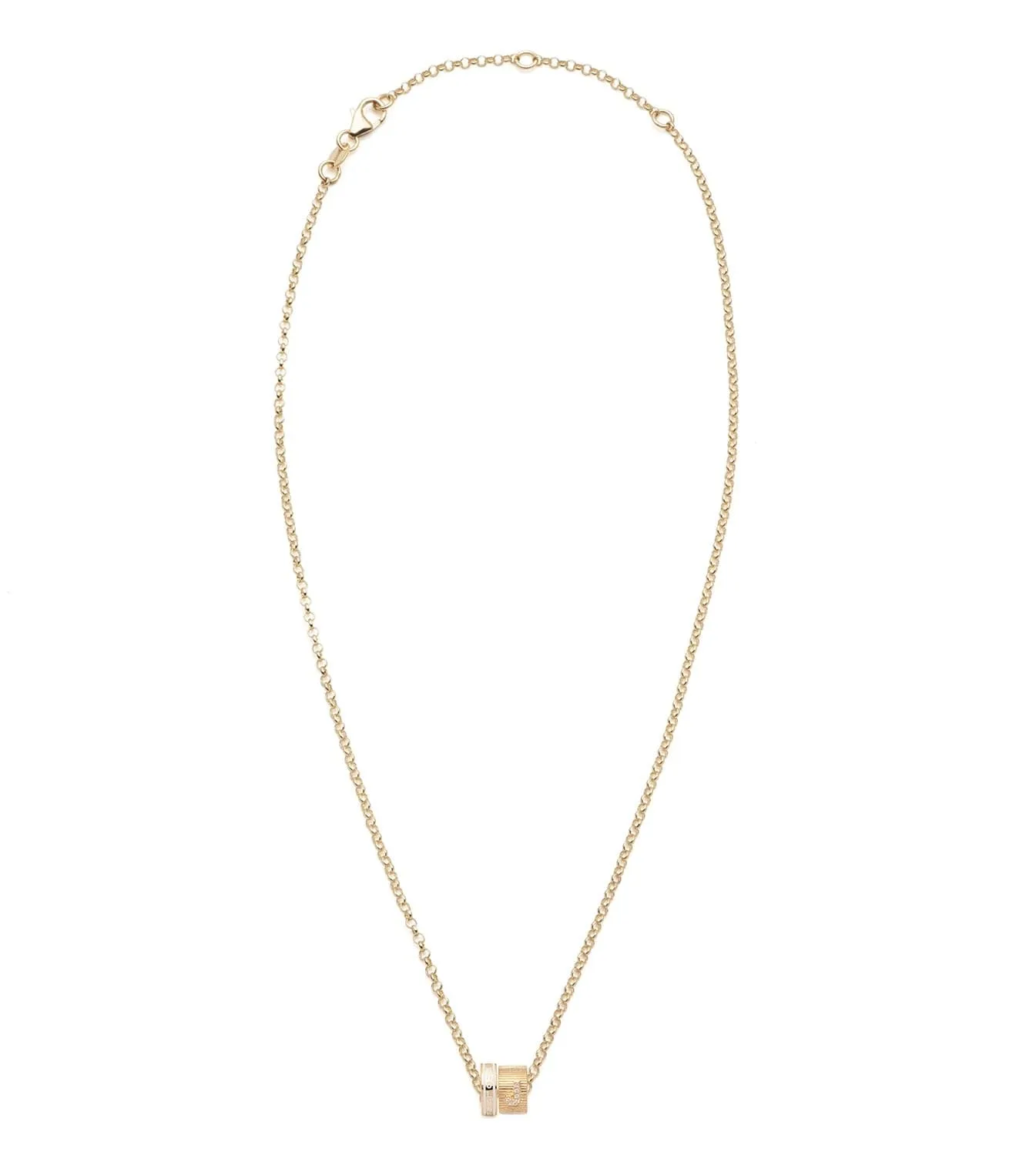 Wholeness & Pave Diamond Initial : Heart Beat Fine Belcher Chain Necklace