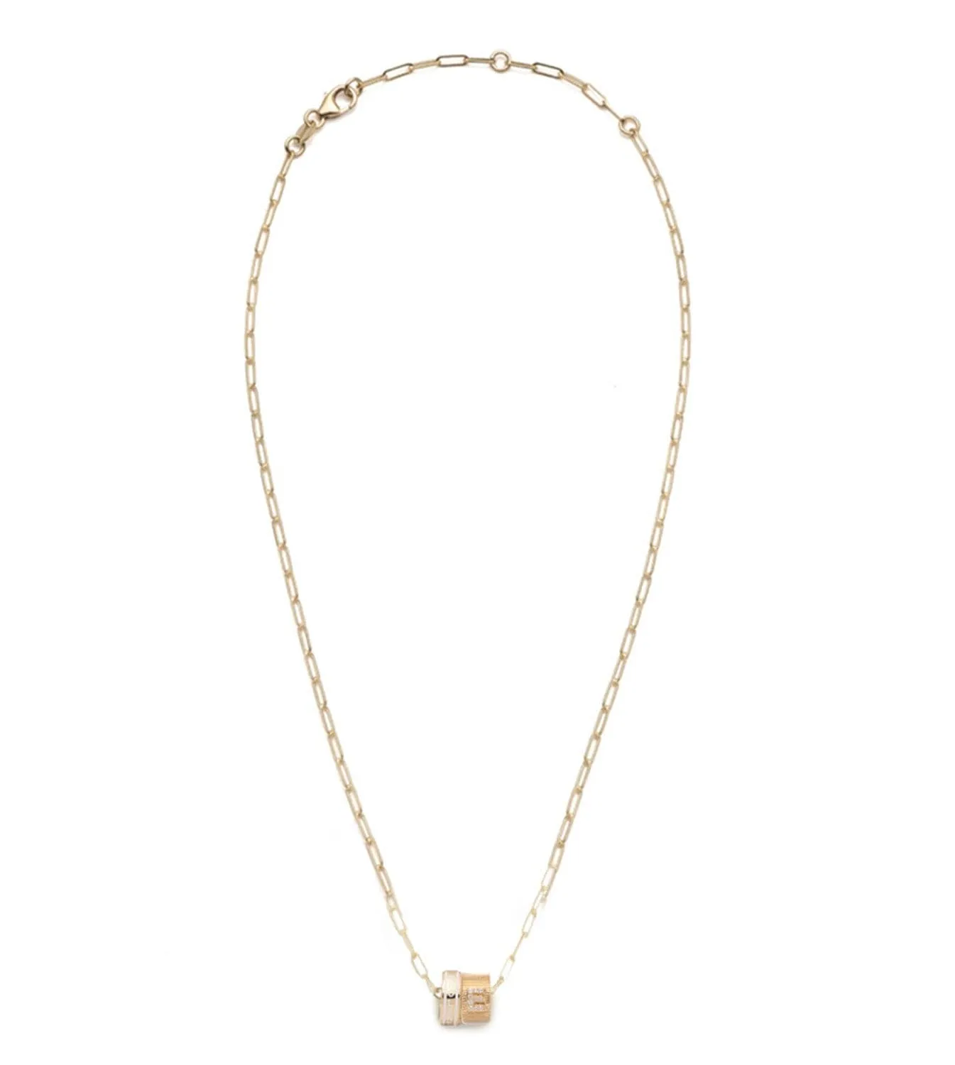 Wholeness & Pave Diamond Initial : Heart Beat Super Fine Clip Chain Necklace