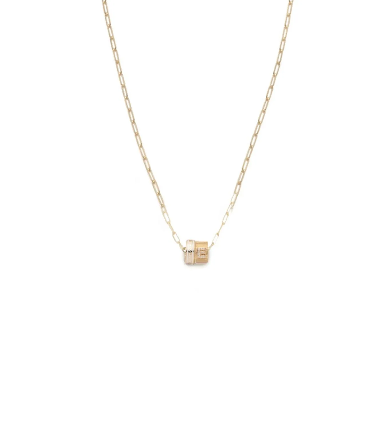 Wholeness & Pave Diamond Initial : Heart Beat Super Fine Clip Chain Necklace