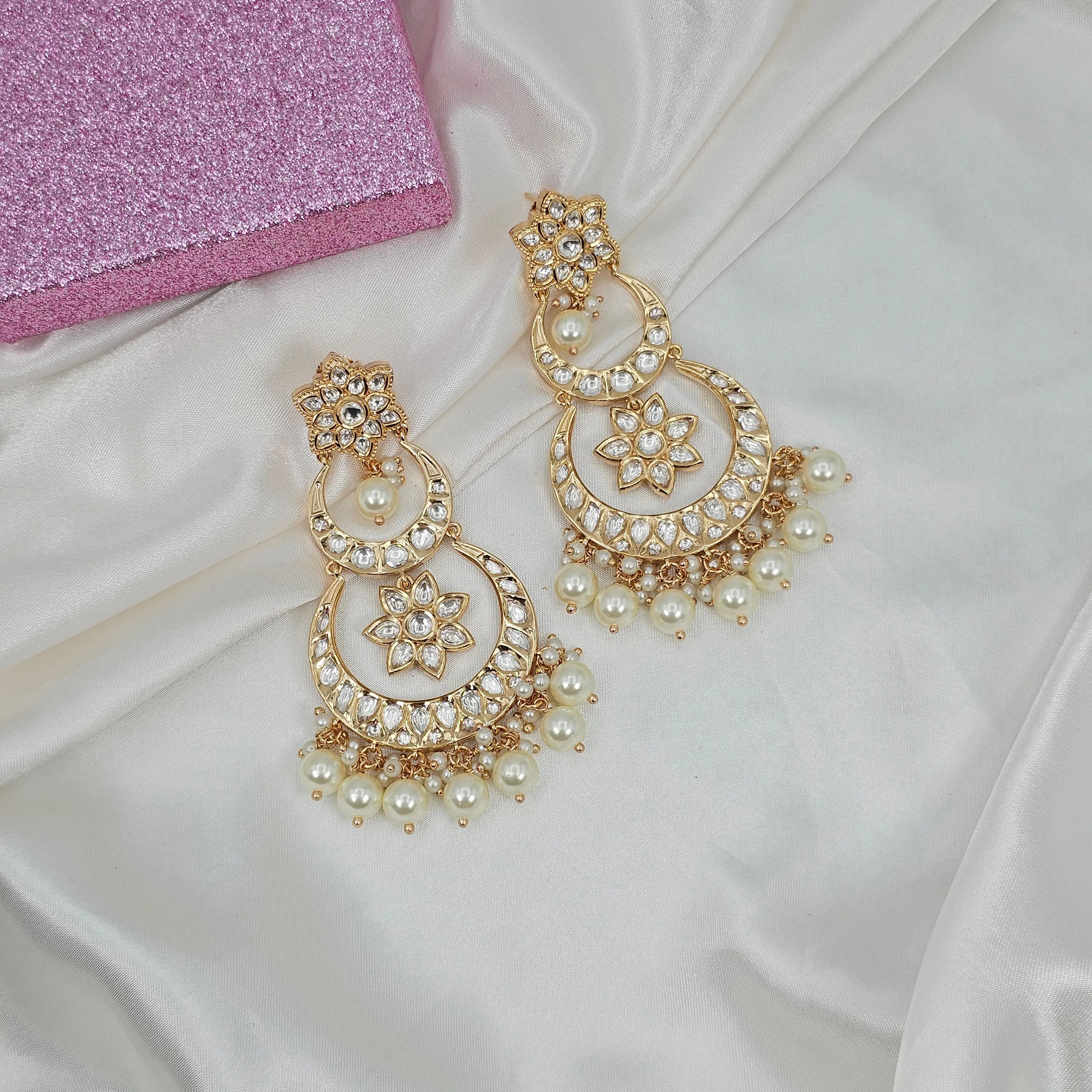 Women's Stunning Kundan Chandbali Earrings